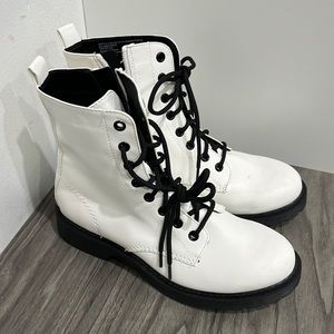 Brand new without tags white doc marten like combat boots